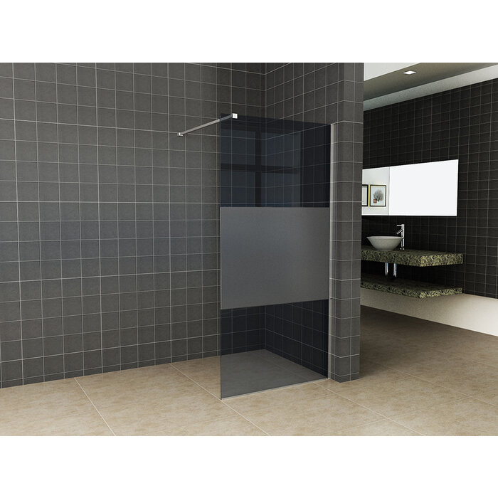 Slim glasplaat 1100 x 2000 x 8 mm nano rookglas met melkglas middenband