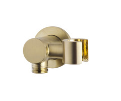 Wiesbaden Wandaansluitbocht met kantelbare handdouchehouder rond 1/2" geborsteld messing