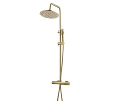 Caral thermostatische regendoucheset opbouw geborsteld messing