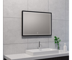 Avi spiegel rechthoek met LED, dimbaar en spiegelverwarming 70 x 50 cm mat zwart