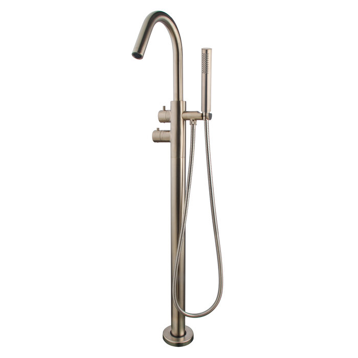 Caral vrijstaande thermostatische badmengkraan geborsteld staal