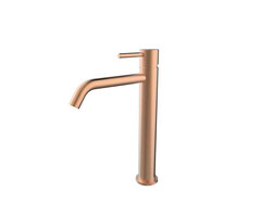 Style XL hoge wastafelmengkraan geborsteld koper