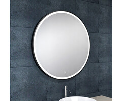 Maro spiegel rond met LED, dimbaar en spiegelverwarming 100 cm mat zwart