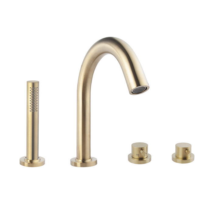 Wiesbaden Wiesbaden Caral 4-gats badrandthermostaat afbouwset geborsteld messing