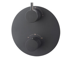 Caral Rond afbouwdeel inbouwthermostaat 2 weg mat zwart