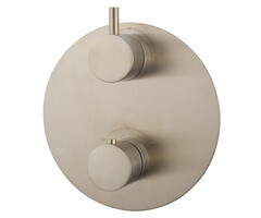 Caral Rond afbouwdeel inbouwthermostaat 2 weg geborsteld staal