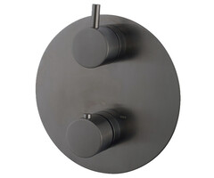 Caral Rond afbouwdeel inbouwthermostaat 2 weg gunmetal