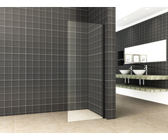 Side zijwand voor nis schuifdeur 800 x 2000 x 8 mm nano helder glas/mat zwart