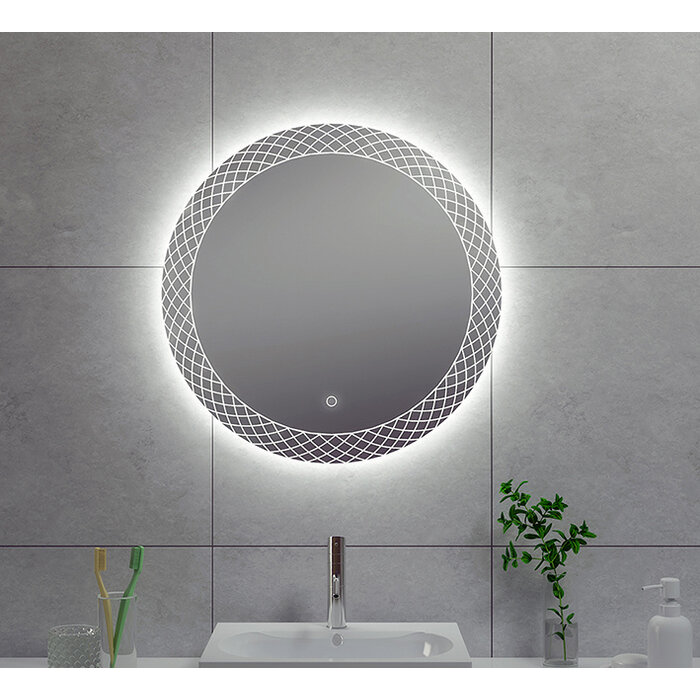 Deco spiegel rond met LED, dimbaar 60 cm