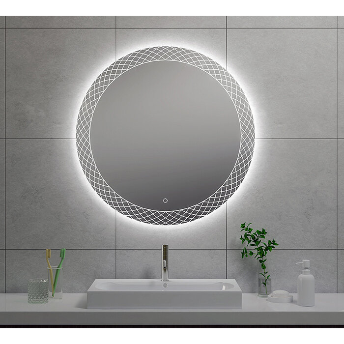 Deco spiegel rond met LED, dimbaar 80 cm