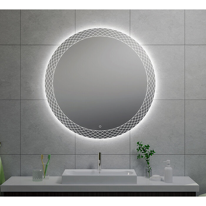 Deco spiegel rond met LED, dimbaar 100 cm