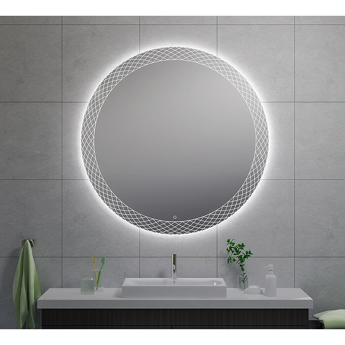 Deco spiegel rond met LED, dimbaar 120 cm