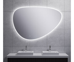 Uovo spiegel ovaal met LED, dimbaar en spiegelverwarming 140 cm