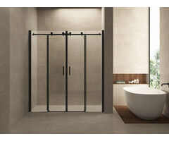 Slide nis schuifdeur dubbel 1800 x 2000 x 8 mm nano helder glas/mat zwart