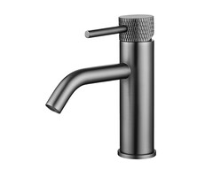 Ribbd wastafelkraan met coldstart gunmetal