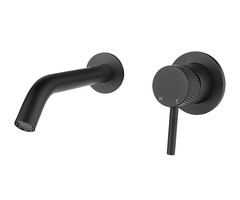 Ribbd inbouw-wastafelmengkraan eenhendel compleet mat zwart