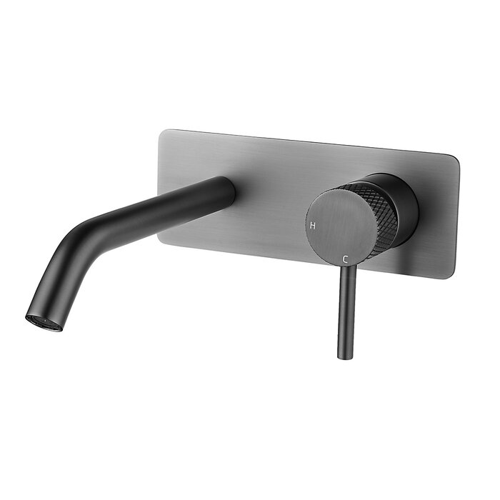 Wiesbaden Ribbd eenhendel wastafelkraan met coldstart compleet gunmetal