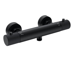 Wiesbaden Ribbd thermostatische douchemengkraan hartafstand 15 cm mat zwart