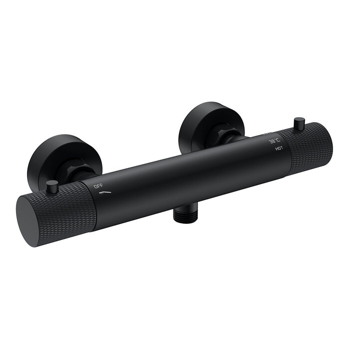 Wiesbaden Wiesbaden Ribbd thermostatische douchemengkraan hartafstand 15 cm mat zwart