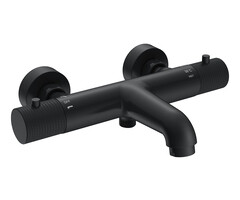 Wiesbaden Ribbd thermostatische badmengkraan hartafstand 15 cm mat zwart