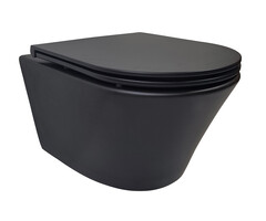 Vesta wandcloset rimless met Flatline toiletzitting softclose en quick release mat zwart