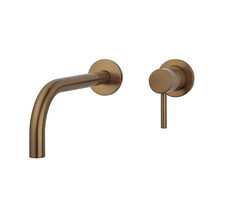 Slim afbouwdeel eenhendel wastafelkraan met coldstart geborsteld brons koper