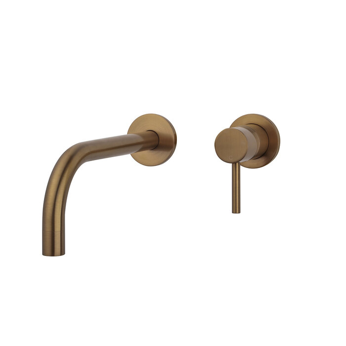 Slim afbouwdeel eenhendel wastafelkraan met coldstart geborsteld brons koper