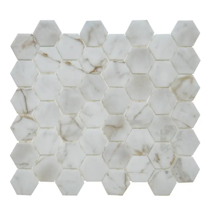 The Mosaic Factory Mozaiek Valencia Hexagon Marmerprint Wit 4,4x5,0