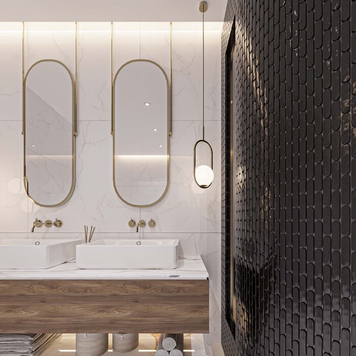 The Mosaic Factory Mozaiek Sevilla Ovalen Vinger Zwart 2,3x9,8