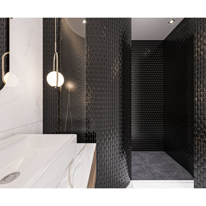 The Mosaic Factory Mozaiek Sevilla Ovalen Vinger Zwart 2,3x9,8