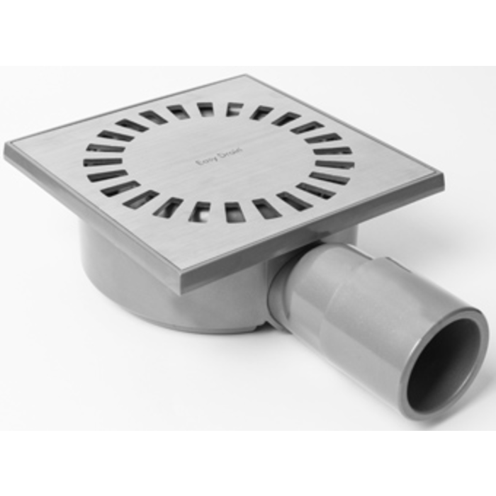 Easy Drain Aqua Compact vloerput m. ABS sifonhuis RVS rooster en zijuitlaat 15x15cm