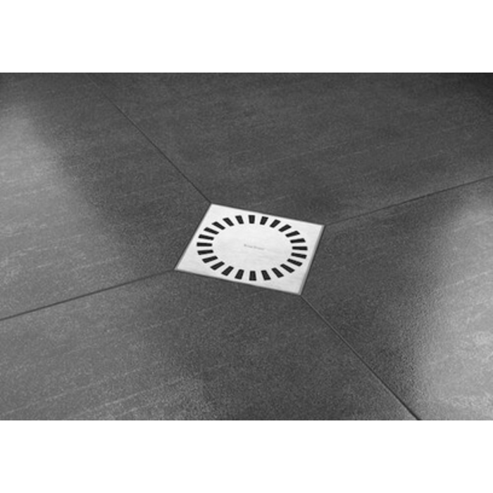 Plieger Easy Drain Aqua Compact vloerput m. ABS sifonhuis RVS rooster en zijuitlaat 15x15cm