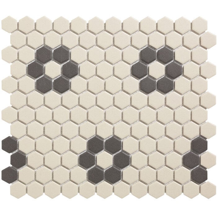 The Mosaic Factory Mozaiek London Hexagon Wit/Zwart 2,3x2,6