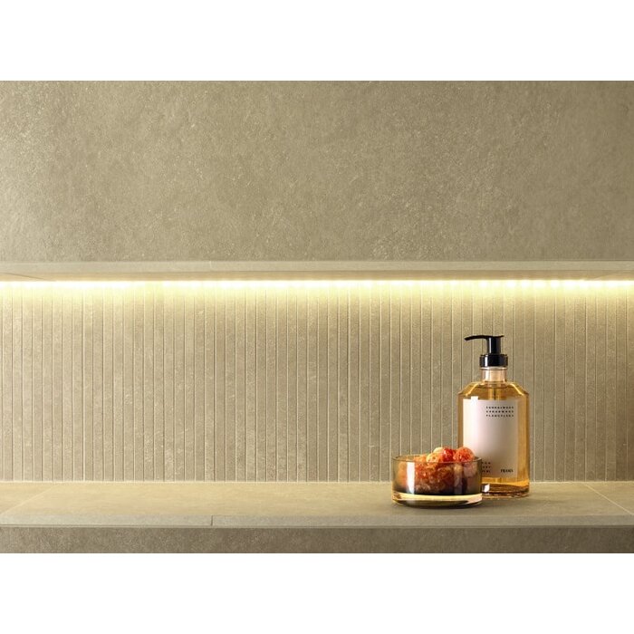 FAP Ceramiche Nobu Beige tratti mosaico 1x24 rond op net van 24x30,5