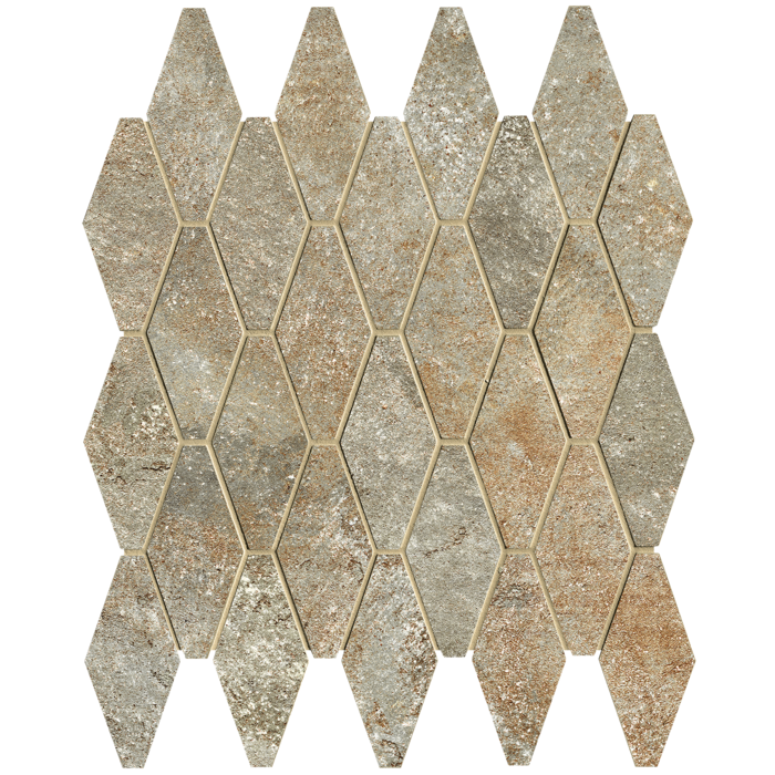 FAP Ceramiche Nobu Slate rombi mosaico 5x11,5 rond op net van 31x35,5