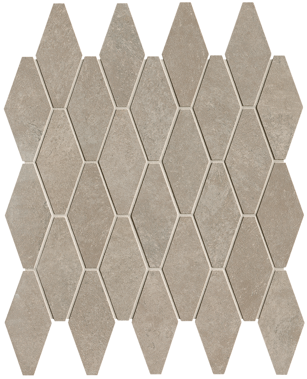 FAP Ceramiche Nobu Grey rombi mosaico 5x11,5 rond op net van 31x35,5