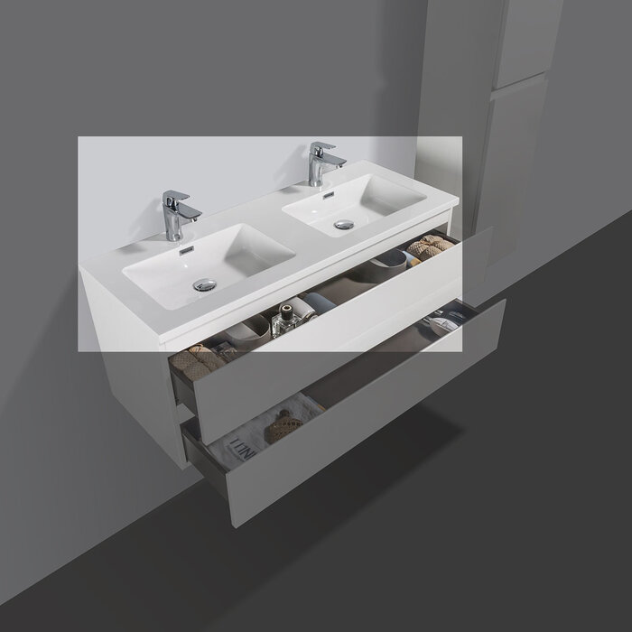 By Goof Mineraalmarmer wastafel Tieme wit met kraangat