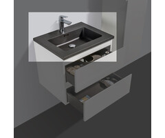 By Goof Wastafel kwartsteen Tieme mat zwart met kraangat