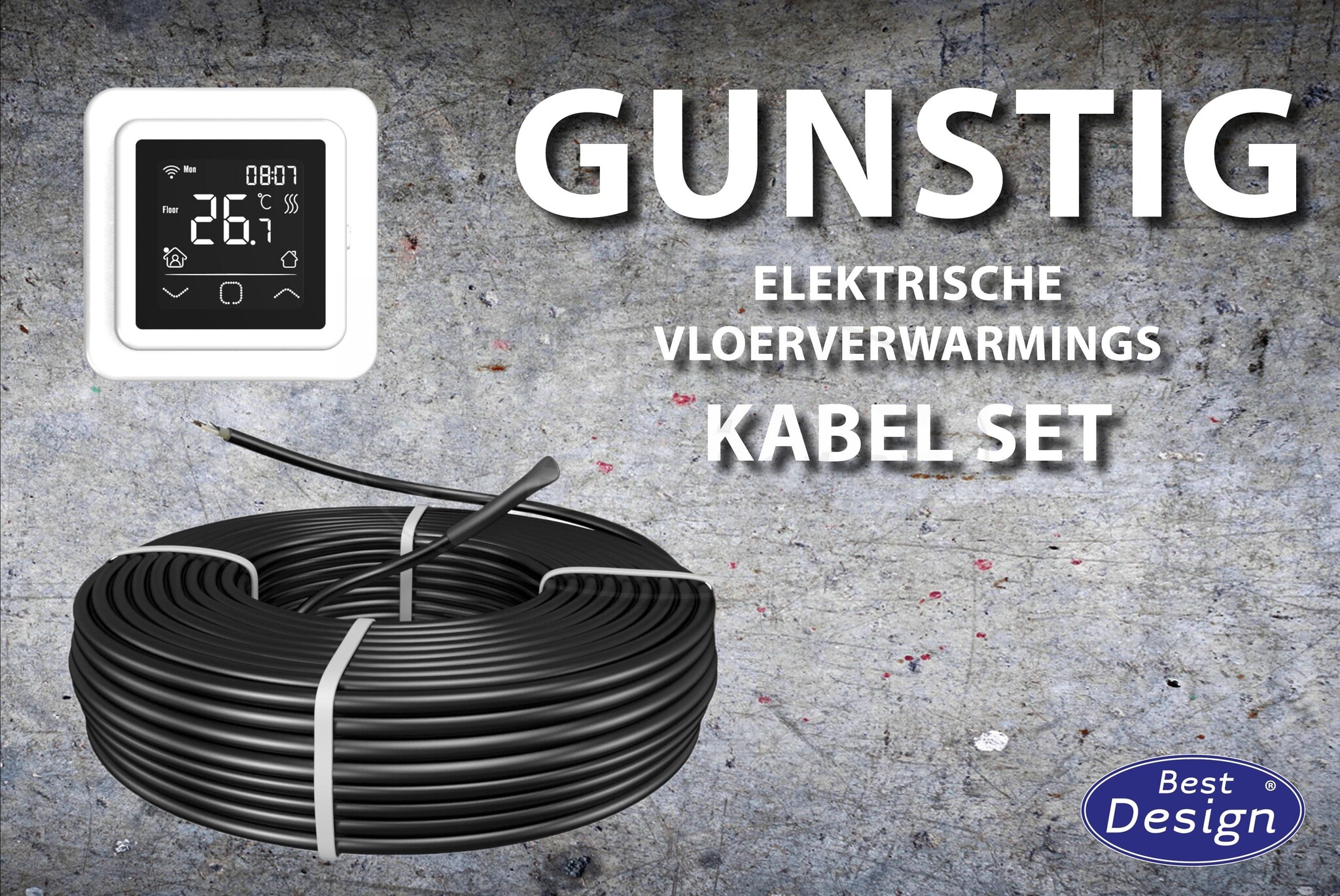 Best-Design "Gunstig" vloerverwarmings kabel set 29,4 mtr 500 Watt