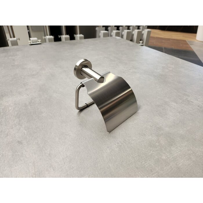 Toiletrolhouder met klep RVS