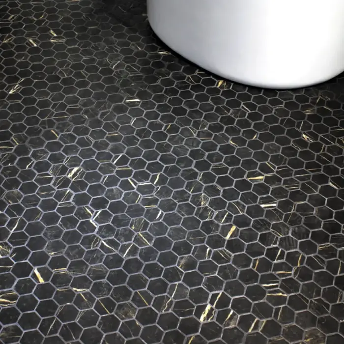 The Mosaic Factory Mozaiek Valencia Hexagon Marmerprint Zwart 4,4x5,0