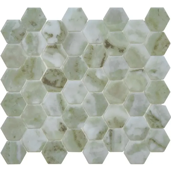 The Mosaic Factory Mozaiek Valencia Hexagon Marmerprint Groen 4,4x5,0