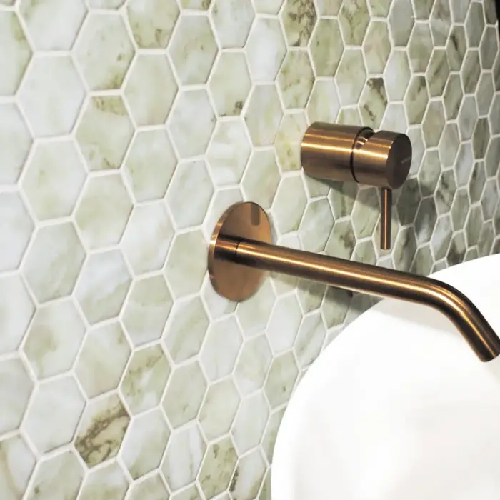 The Mosaic Factory Mozaiek Valencia Hexagon Marmerprint Groen 4,4x5,0