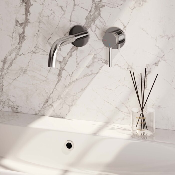 Brauer Chrome Carving inbouw wastafelmengkraan met gebogen uitloop en rozetten (model A1) in chroom