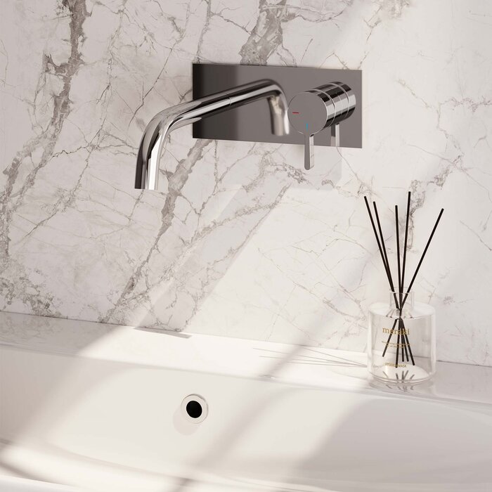 Brauer Chrome Edition inbouw wastafelmengkraan met gebogen uitloop, afdekplaat E1 - chroom