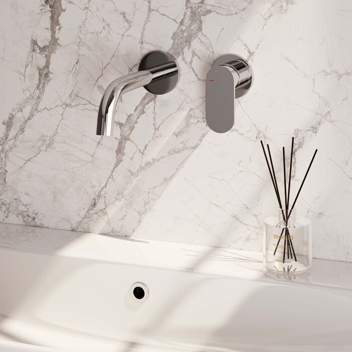 Brauer Chrome Edition inbouw wastafelmengkraan met gebogen uitloop en rozetten, model C1 chroom