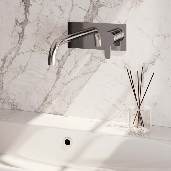 Brauer Chrome Edition inbouw wastafelmengkraan met gebogen uitloop - Model D1, chroom