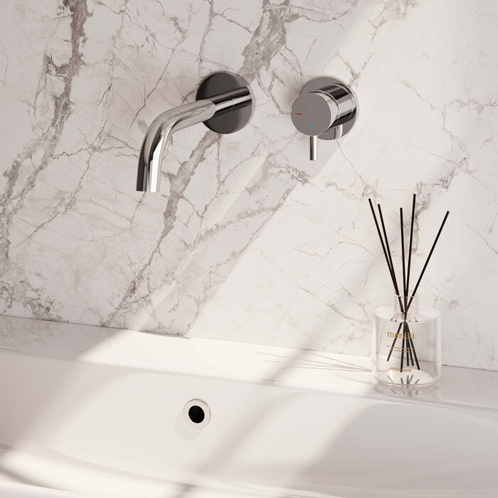 Brauer Chrome Edition inbouw wastafelmengkraan met gebogen uitloop en rozetten B1 chroom