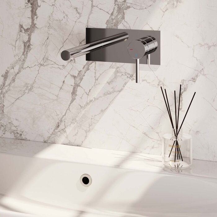 Brauer Chrome Edition inbouw wastafelmengkraan met rechte uitloop en afdekplaat A1 chroom