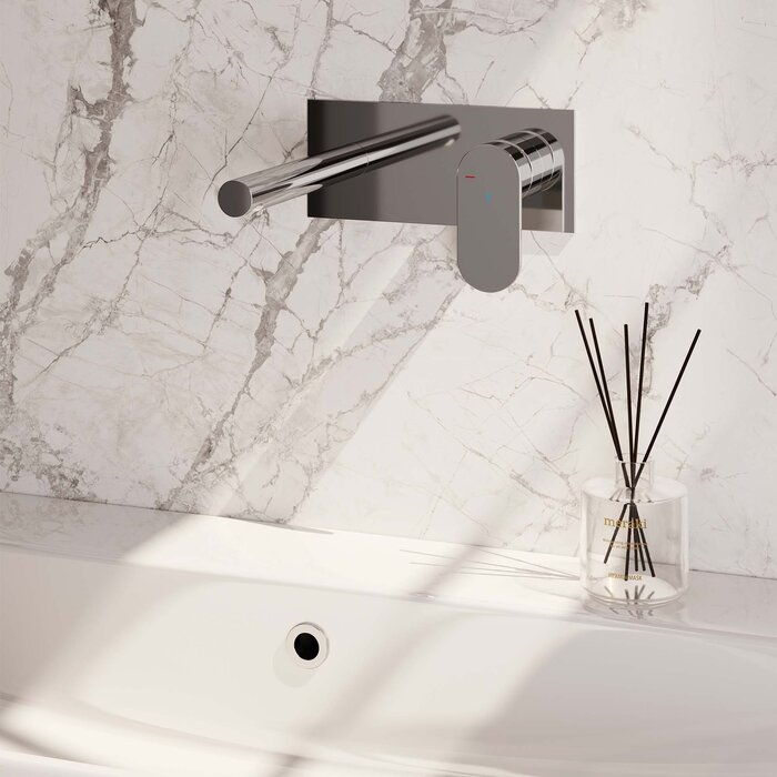 Brauer Chrome Edition inbouw wastafelmengkraan met rechte uitloop en afdekplaat - Model C1 chroom